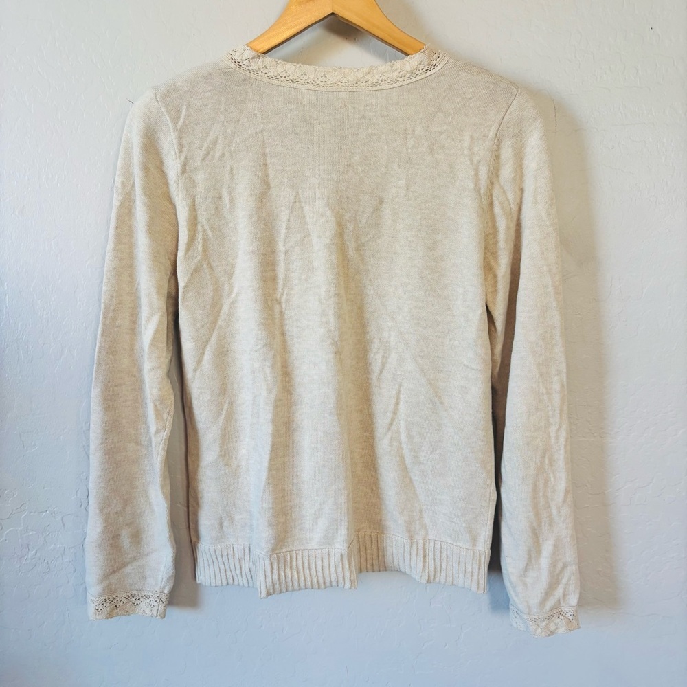 Vintage Christopher & Banks embroidered cardigan size S dainty preppy - Picture 5 of 9